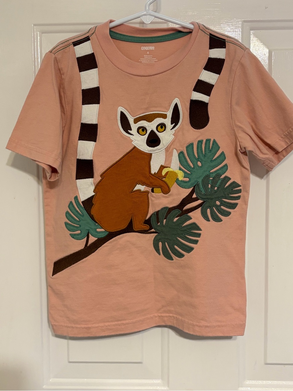 Gymboree Adorable Boys' Pink T-Shirt with Lemur Appliquéd on the Front Size 6